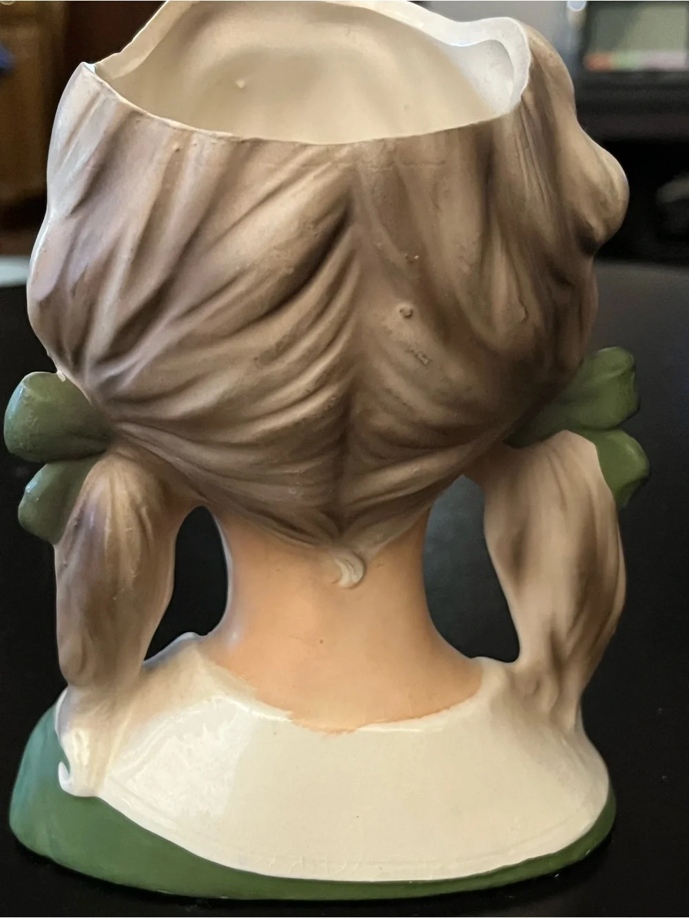 Vintage Inarco Teen Girl Head Planter Vase blonde green dress (Model #T-1962)